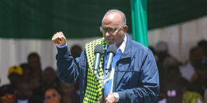 Health Cabinet Secretary Aden Duale giving a speech in Narok on Saturday, August 30.
