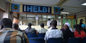 Kenyans waiting for service at Helb offices