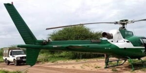 A photo of a helicopter used to distribute KCSE exams in Garissa County on November 21, 2023. 