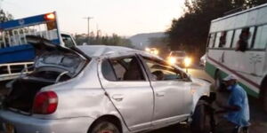 The accident scene along the Moi South Lake Road, Nakuru on March 24, 2021.