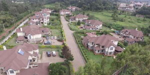 Aerial view of different houses occupied in a section of Karen estate, Nairobi County