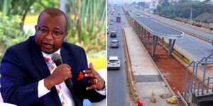 Housing PS Charles Hinga (left) and a BRT stage along Thika Road.