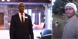 Screengrab images of Steve Chumba in April 2023(Left) and Steve Chumba in Elgeyo Marakwet(Right) 