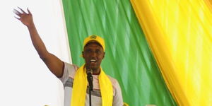 Isiolo Governor Abdi Ibrahim Guyo waved to the crowd when he officially joined the UDA party on June 2, 2023.