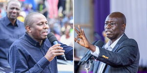 A photo collage of Kikuyu MP Kimani Ichung'wah and Deputy president Rigathi Gachagua