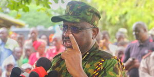 Inspector General of Police Japhet Koome speaking in Turkana County on August 3, 2023.