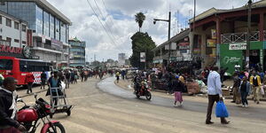A busy street within the Nairobi City Central Business District (CBD).