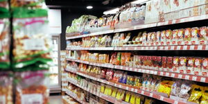 Inside a supermarket aisle in Kenya.