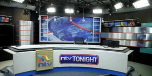 Inside NTV studio along Kimathi Street in Nairobi.