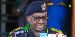 Former Inspector General of Police Japhet Koome addressing the press on December 20, 2023