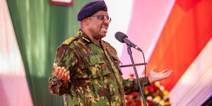 Inspector General of Police Japhet Koome during a meeting in Nyeri County on Friday 14, 2023