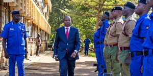 Interior Cabinet Secretary Kithure Kindiki inspecting a guard of honour on March 8, 2024