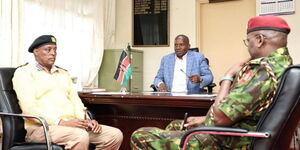 Interior Cabinet Secretary Kithure Kindiki meets Nyandarua County Security and Intelligence Heads at the County Commissioner’s Offices, Olkalou Town.