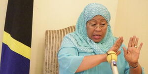 Tanzanian President Samia Suluhu at a press conference