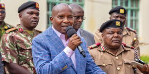 Interior CS Kithure Kindiki speaking in Nakuru on March 12, 2024