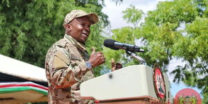 Interior Cabinet Secretary Kithure Kindiki making a speech in Garissa County on Friday June 2, 2023