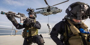 An undated photo of INTERPOL officers conducting an operation.