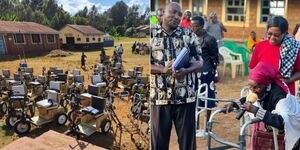 IRANDI Secretary General Evans Kimathi, beside a happy and grateful beneficiary on the Saturday, July 15 event