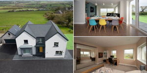 A photo collage of the exterior and interior of the Kivulini House in the Republic of Ireland taken on April 15, 2023.