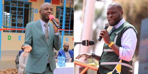 A photo collage of Governors Irungu Kang'ata (Murang'a) and Johnson Sakaja (Nairobi).