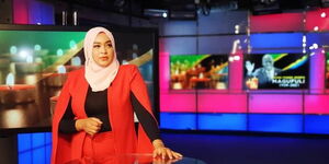  NTV news anchor Zainab Ismail poses for a photo inside the studios on February 2021.