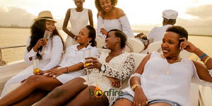 Media personality Jacque Maribe and friends during a vacation in Mombasa County