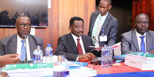 Siaya Governor James Orengo during a grilling session with the senate committee on County Public Investments and Special Funds on April 5, 2024