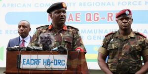 Kenya Defence Forces (KDF) officer Jeff Nyagah speaking on November 16, 2022