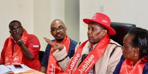 Jeremiah Kioni (Second Right) with Jubilee party members at Jubilee Party Women’s League in Nairobi County on November 24, 2023.
