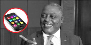 A photo of the Late Cyrus Jirongo, with a phone encircled.