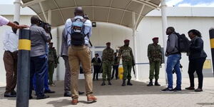 Police patrol the Jomo Kenyatta International Airport in a 2018 operation