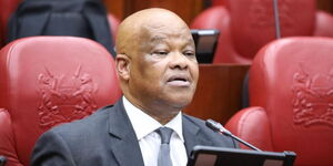 Eagle Africa Capital Partners executive director John Ngumi appears before the joint sitting of the National Assembly committees investigating the acquisition of Telkom Kenya at County Hall in Nairobi on April 19, 2023.