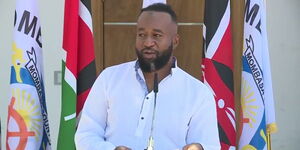 Mombasa Governor Hassan Joho announcing the Mombasa County Feeding Programme for the poor.