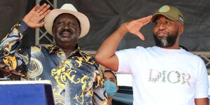 Former Prime Minister Raila Odinga and former Mombasa Governor Ali Hassan Joho at a rally in June 2022.
