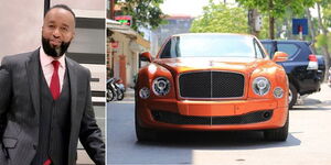 A photo collage of former Mombasa Governor Ali Hassan Joho and a Bentley Mulsanne model.  