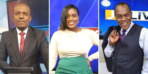 From left to right: news anchors Ben Kitili, Akisa Wandera and Jeff koinange.