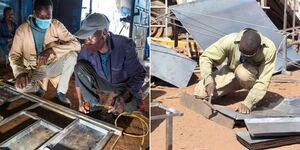 A photo collage of Jua Kali workers 