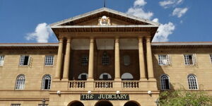 The front view of the Judiciary building in Nairobi, Kenya