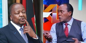 A collage of Health CS Mutahi Kagwe and Citizen TV anchor Jeff Koinange