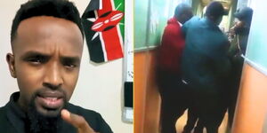 A screengrab collage of a TikTok video made by Godffrey Mairo and him being arrested on Wednesday, July 9, 2025.