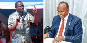 A photo of Wiper leader Kalonzo Musyoka at a Nairobi meeting on March 2023(left) and Defence Cabinet Secretary Aden Duale attending the EU–Kenya Strategic Dialogue on December 3, 2023.