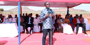 Kalonzo Musyoka speaking in Taita Taveta County on August 3, 2023.