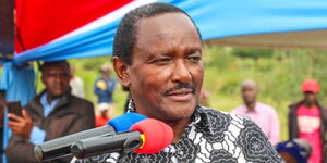 Wiper Leader Kalonzo Musyoka speaking during a burial ceremony in Kalama, Machakos County on January 13, 2023.