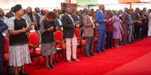 President William Ruto and Deputy President Rigathi Gachagua(center) attending a church service at Kariguini - Kenol, Murang’a County on Sunday, October 30, 2022