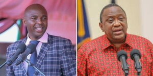 From left to right: Murang'a Senator Irungu Kang'ata (left) and President Uhuru Kenyatta