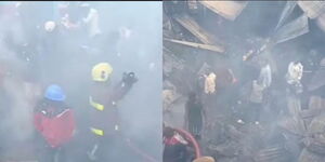 A screengrab showing firefighters battling a fire in Kangemi on Tuesday, December 16, 2025.