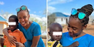 Citizen TV anchor Mashirima Kapombe holding a kid on November 20, 2022.