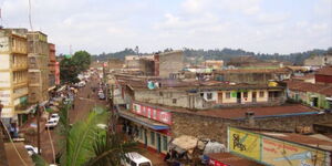 An overhead view of Karatina Town in 2015.