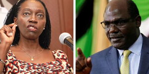 Azimio deputy presidential candidate Martha Karua (Left) and IEBC Chairman Wafula Chebukati (Right)