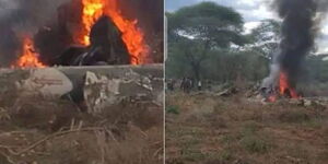 A KDF Chopper after crashing in West Pokot on Thursday, April 18, 2024. 